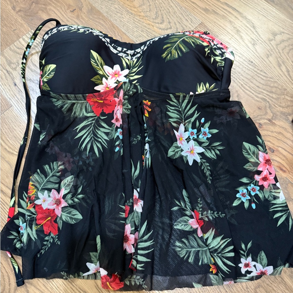 Kona Sol Tropical Floral Strapless Dress